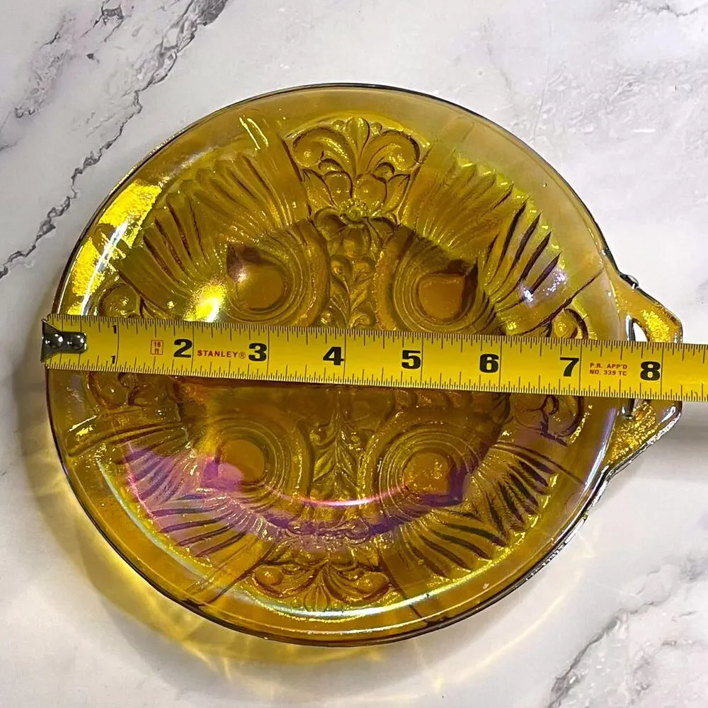 Vintage Indiana Glass Killarney Amber Carnival Glass Divided Relish Dish 8.25